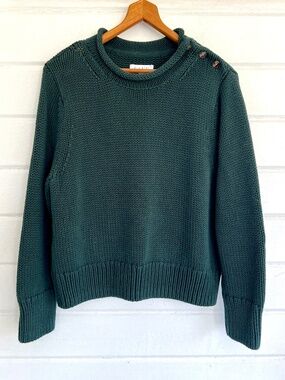 LAKE Jane Cotton Roll Neck Sweater in Dark Green - XL
